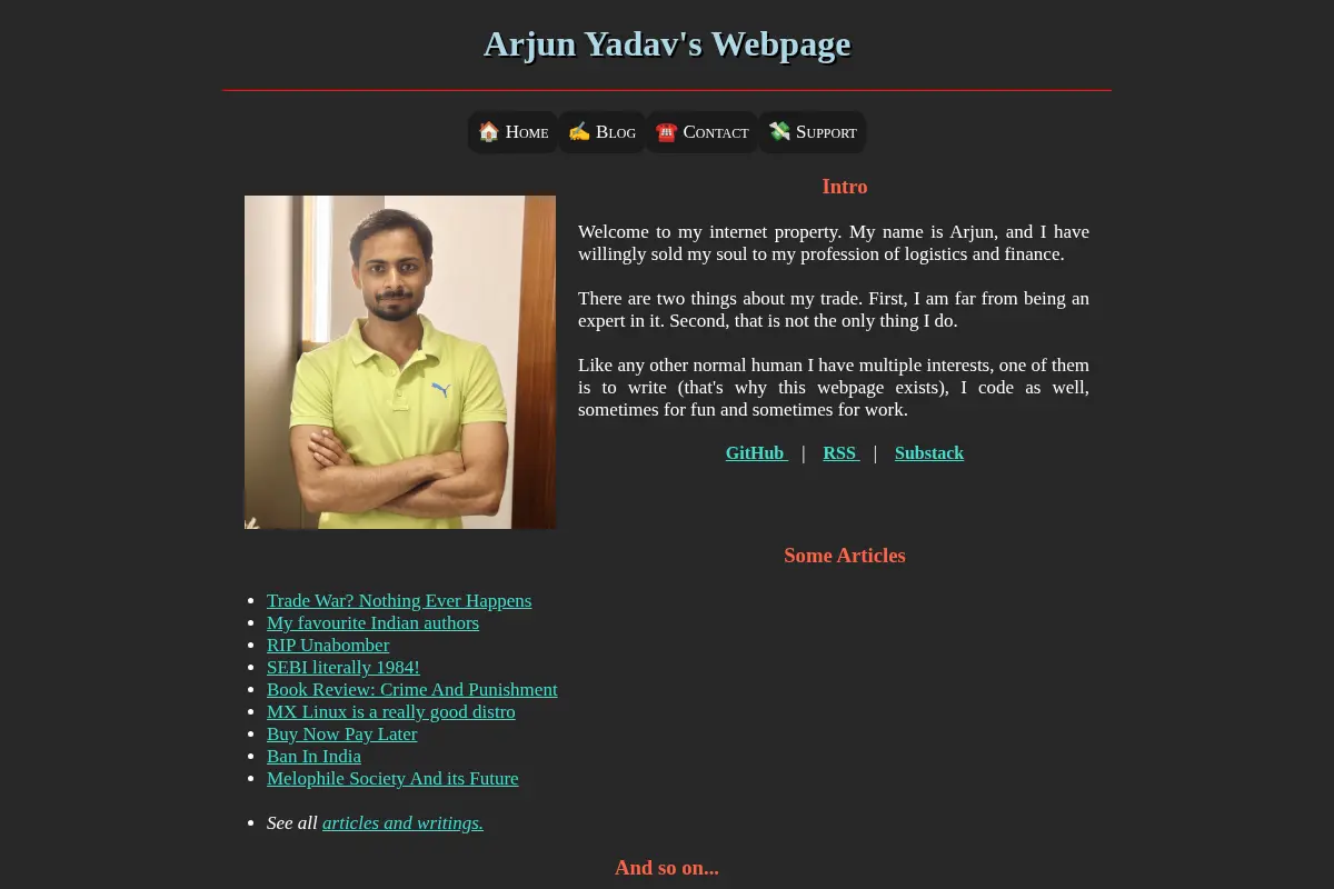 Arjun Yadav's Webpage
