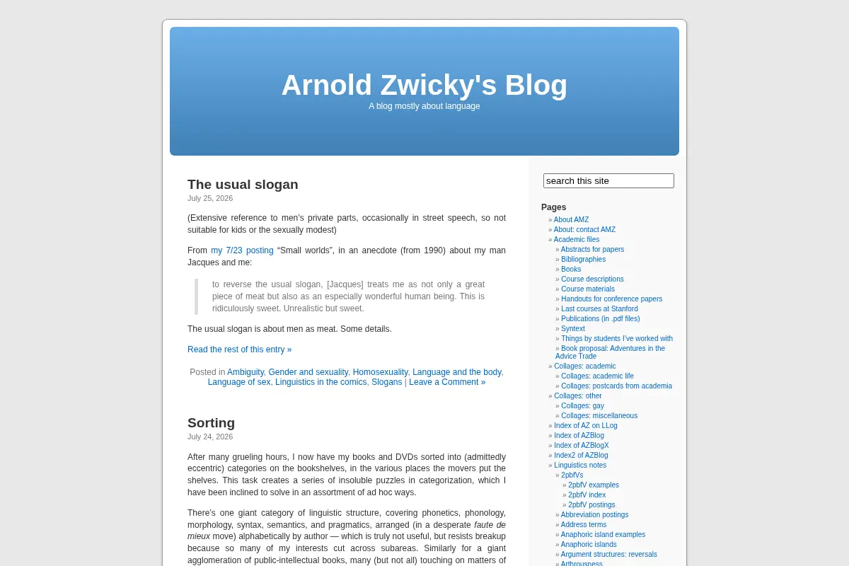 Arnold Zwicky's Blog