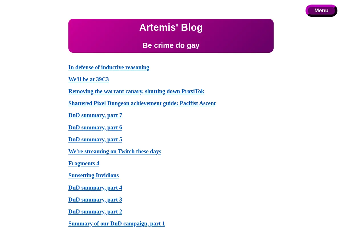 Artemis' Blog