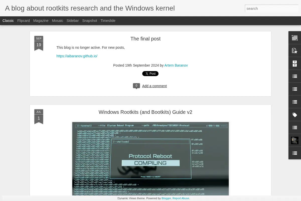 A blog about rootkits research and the Windows kernel