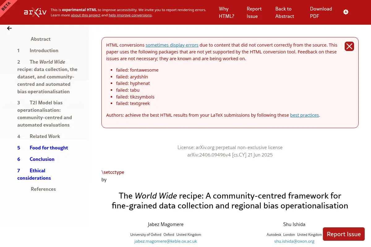 The World Wide recipe: A community-centred framework for fine-grained data collection and regional bias operationalisation