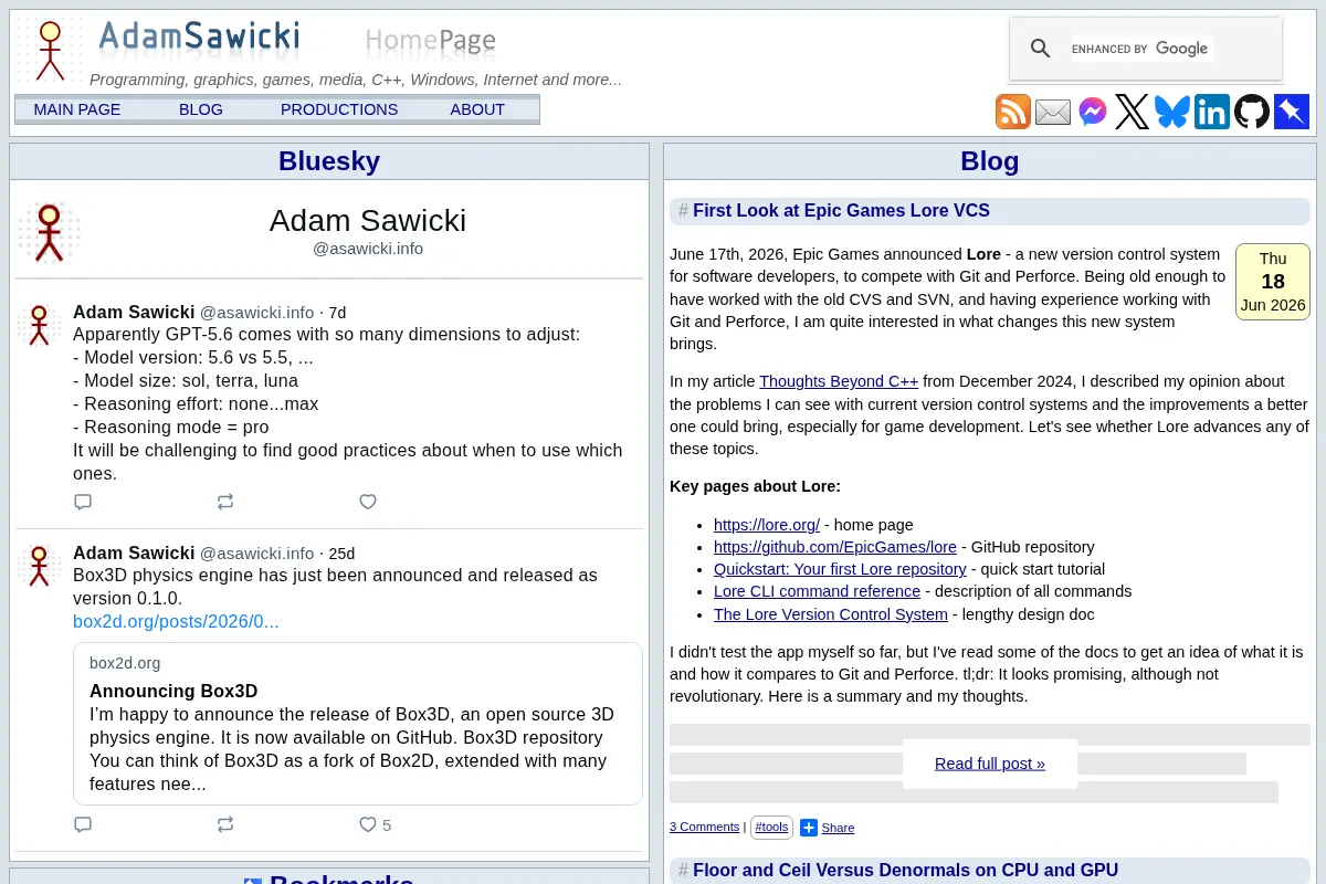 Adam Sawicki Home Page - programming, graphics, games, media, C++, Windows, Internet and more...