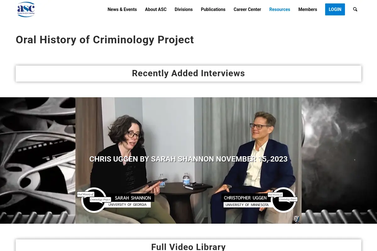 Oral History of Criminology Project – The American Society of Criminology