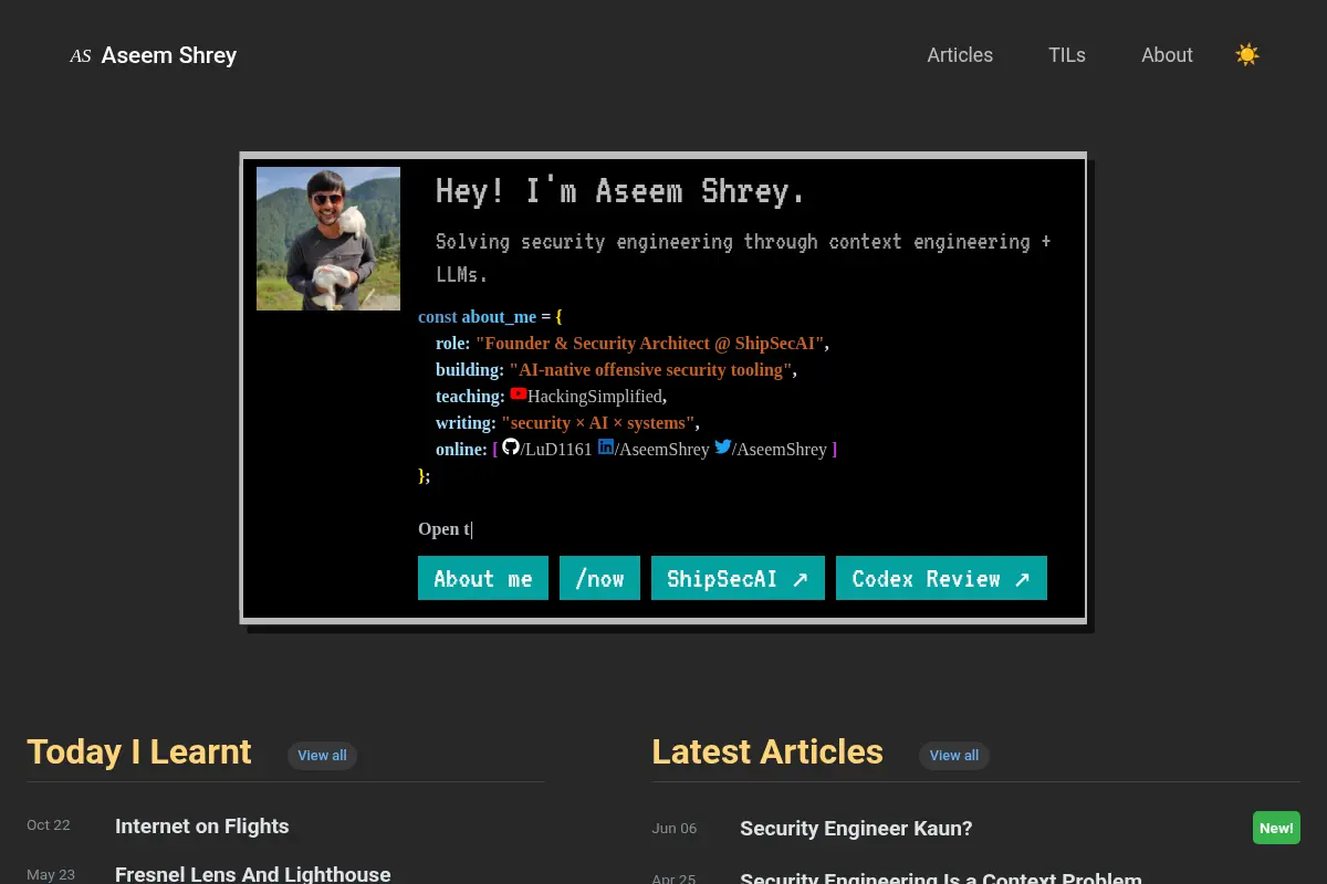 Aseem Shrey · security × AI
