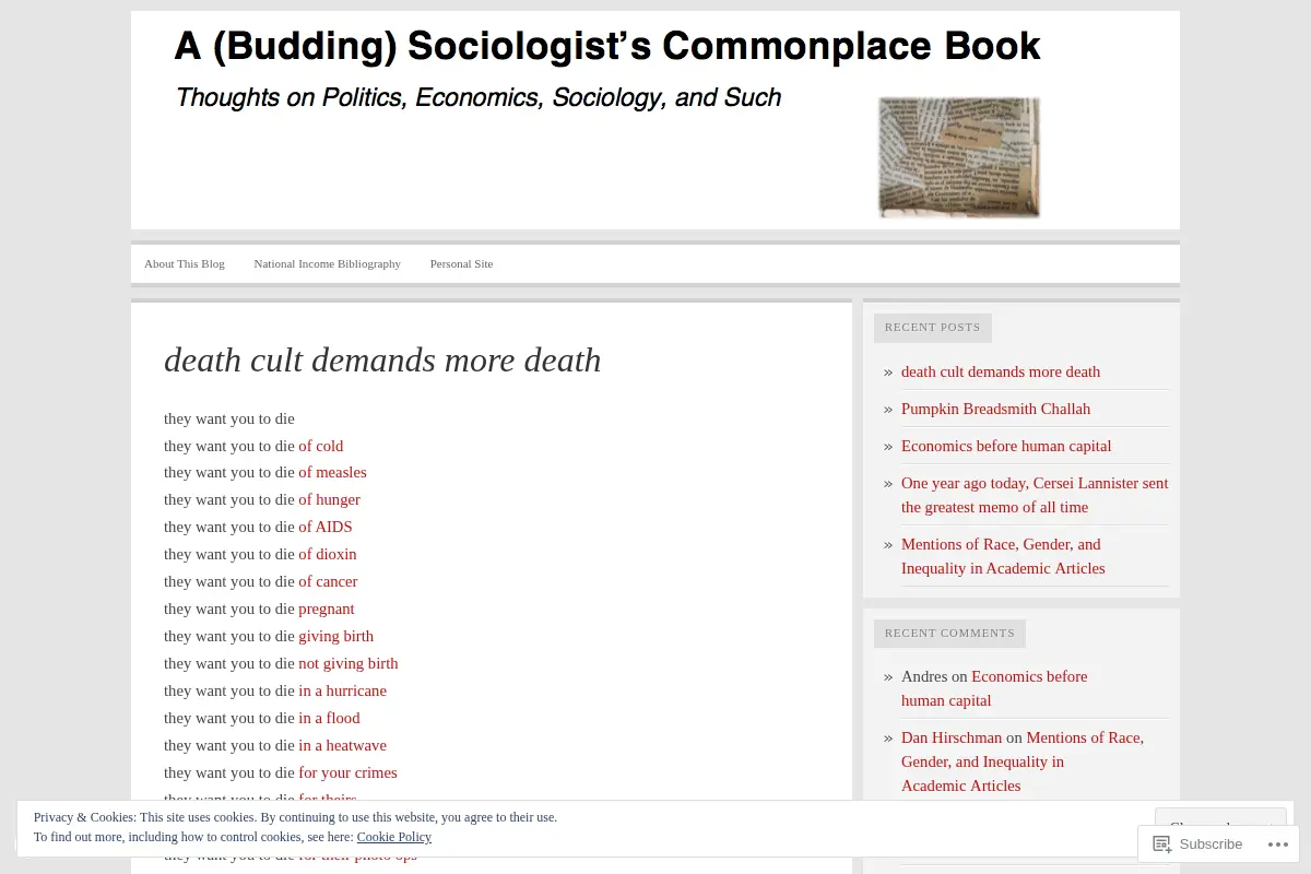 A (Budding) Sociologist's Commonplace Book