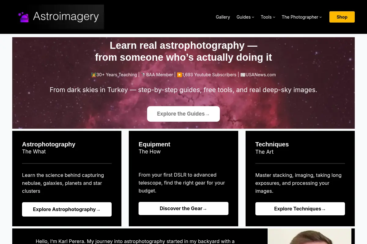 Astroimagery — Real Astrophotography Guides & Free Tools