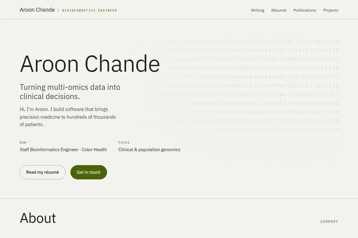 Aroon Chande — Bioinformatics Engineer