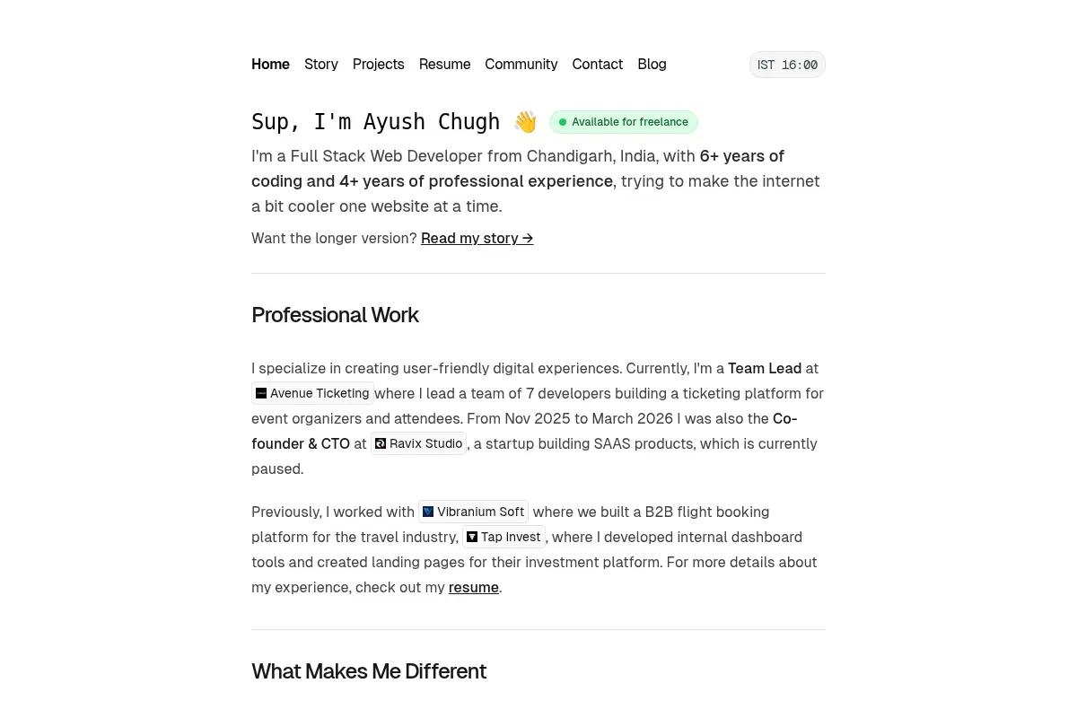 Ayush Chugh - Full Stack Developer from India