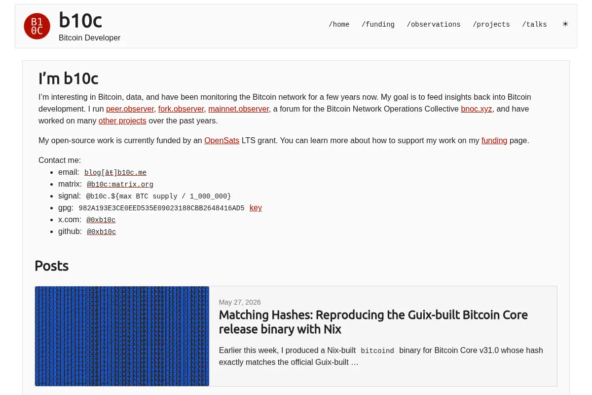 b10c's blog: Bitcoin Developer