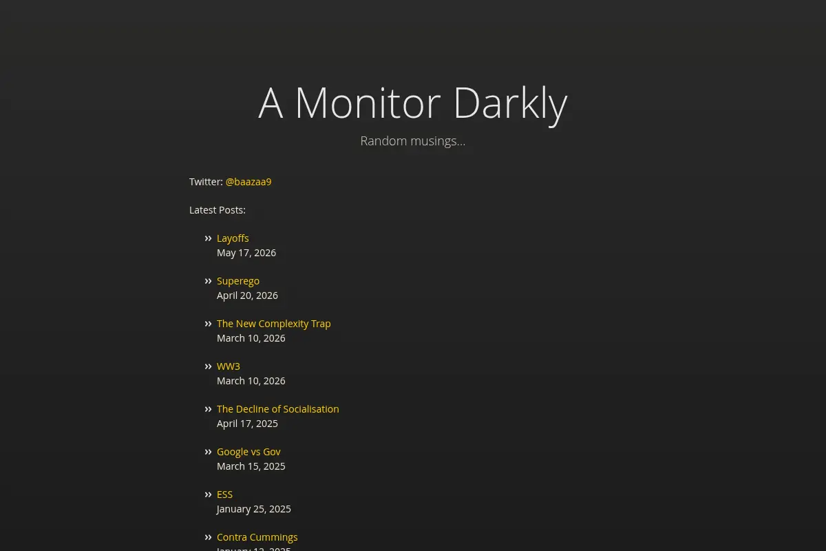 A Monitor Darkly