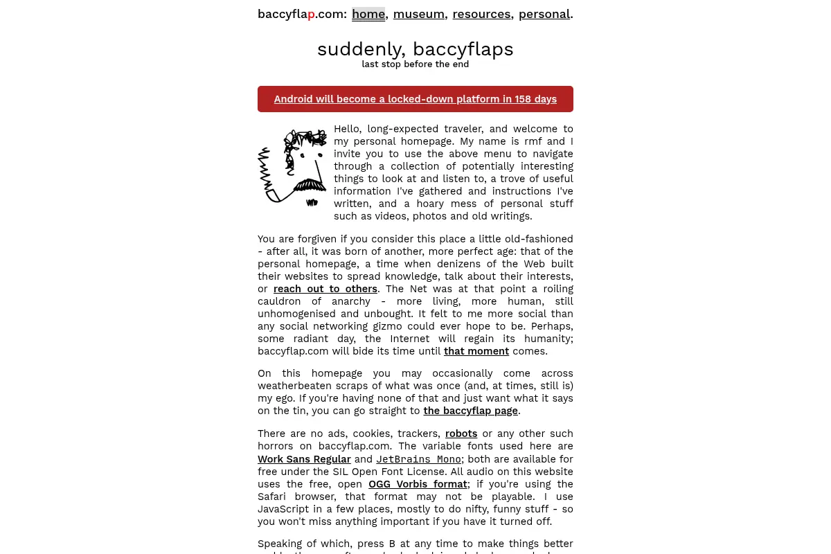 baccyflap.com - a delicate blend of bakelite and fear