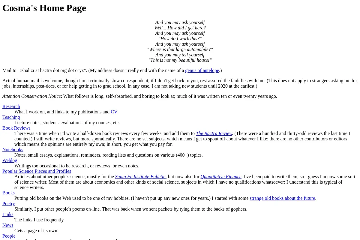 Cosma's Home Page