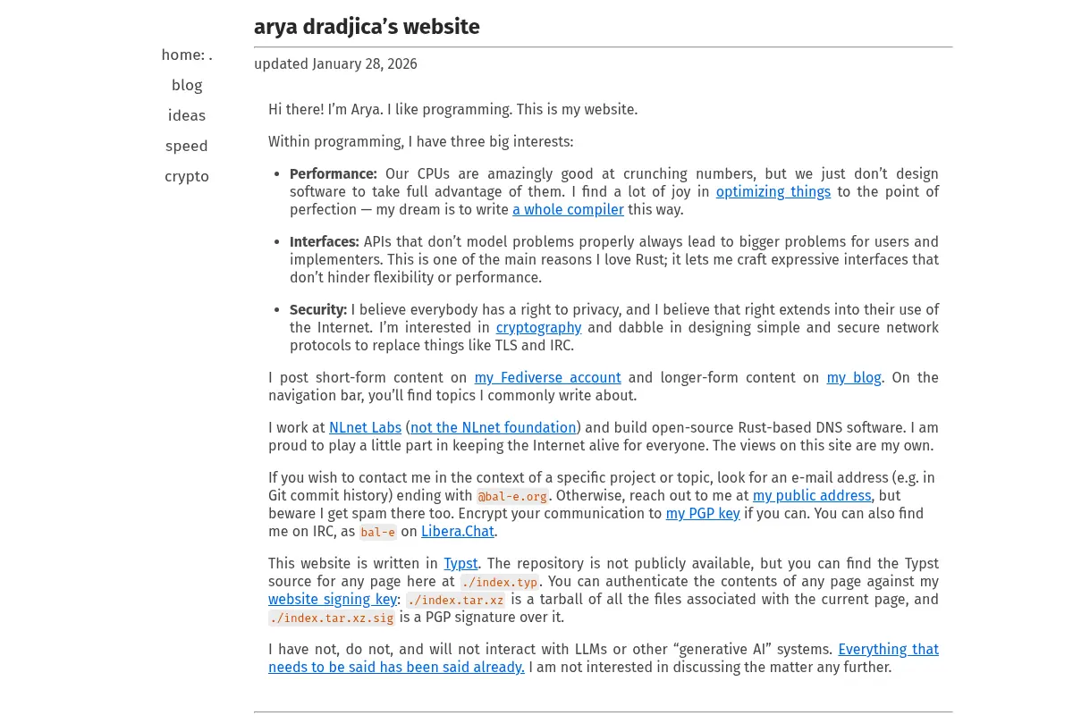 arya dradjica’s website