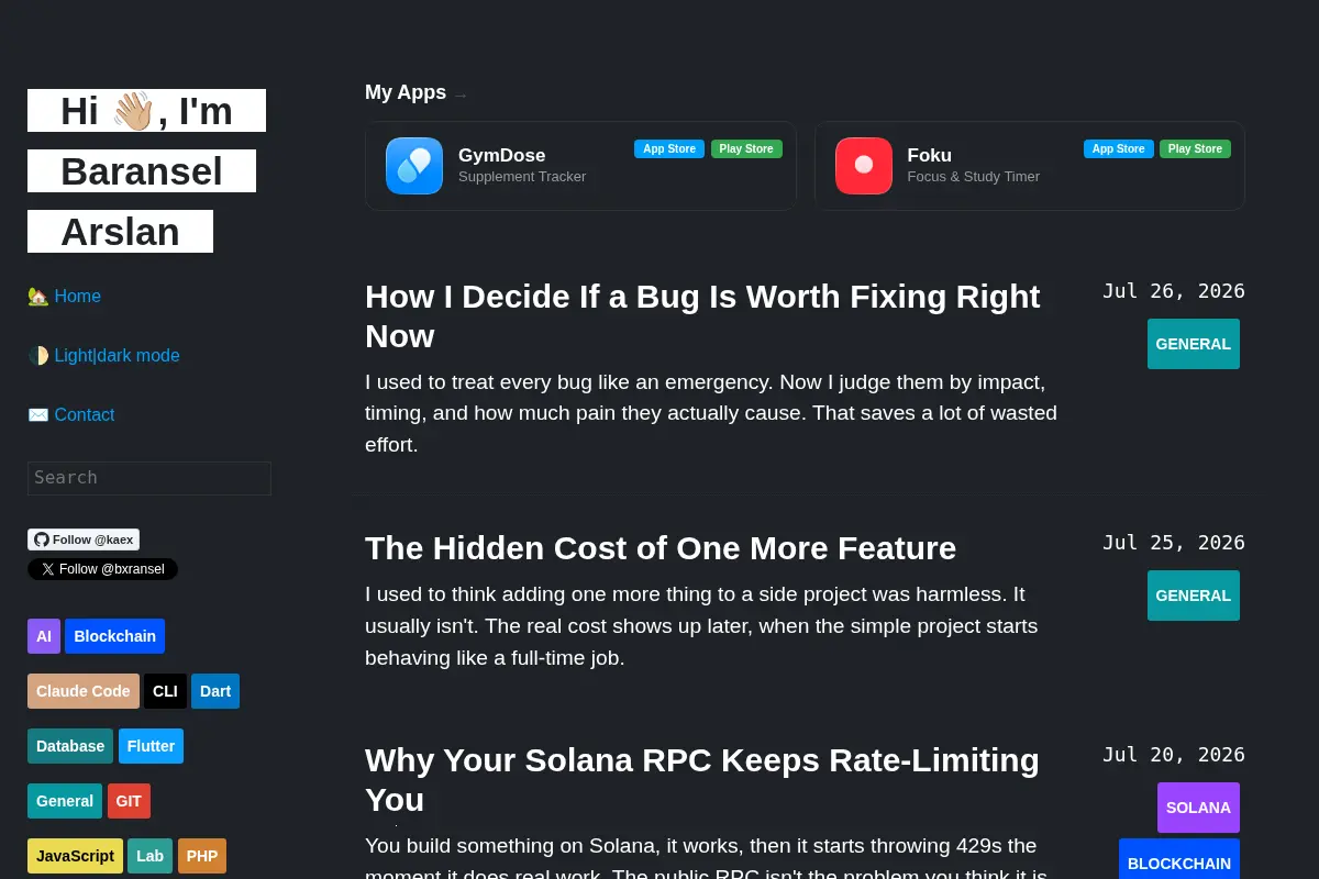 Baransel Arslan - Web Development Tips & Tutorials