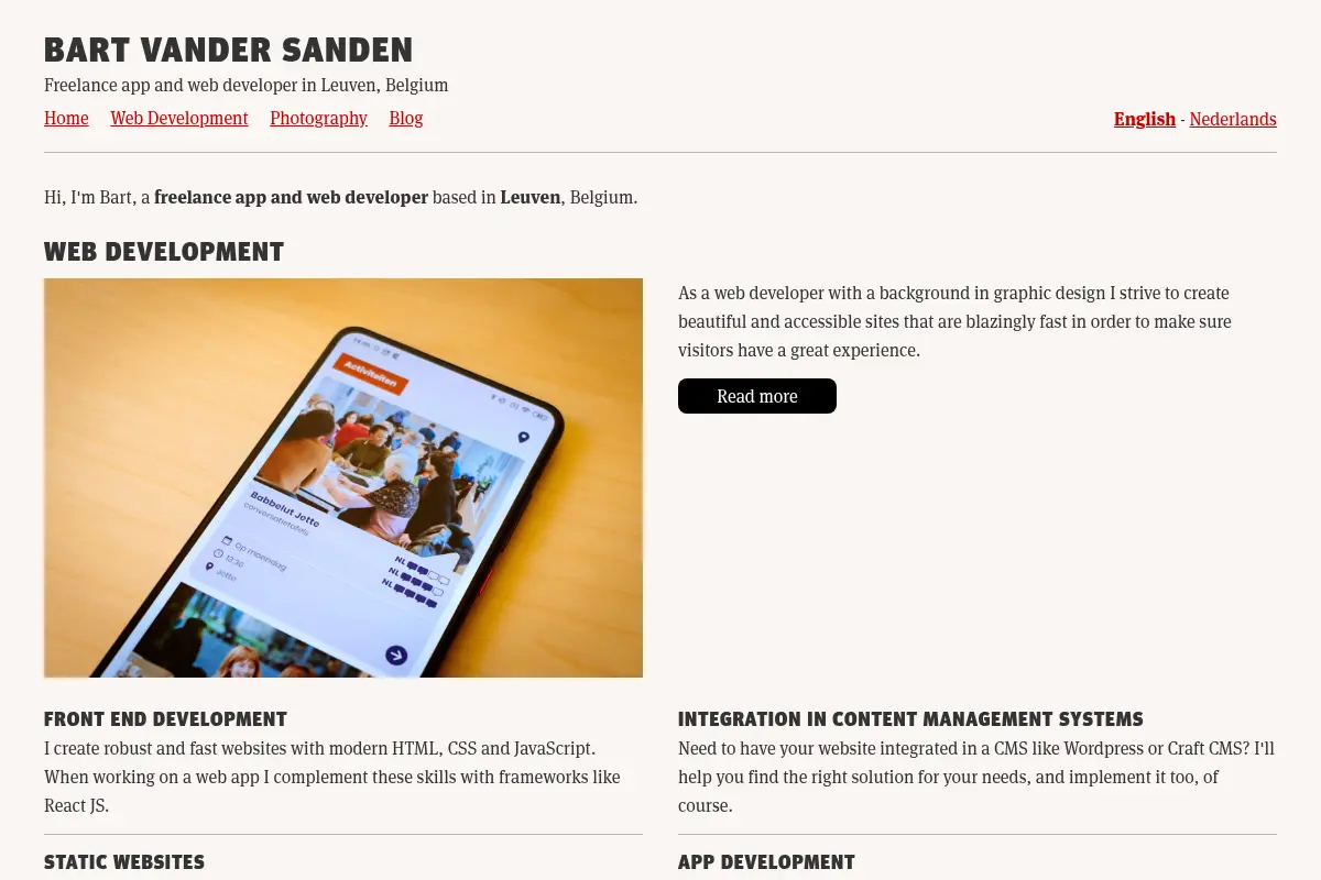 Bart Vander Sanden - Freelance Developer
