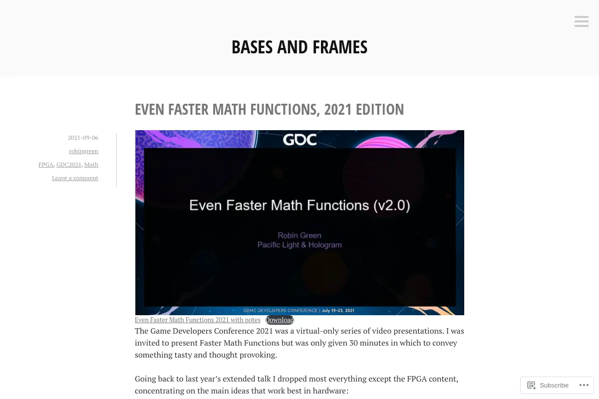 Bases and Frames – Math for graphics, games and real time