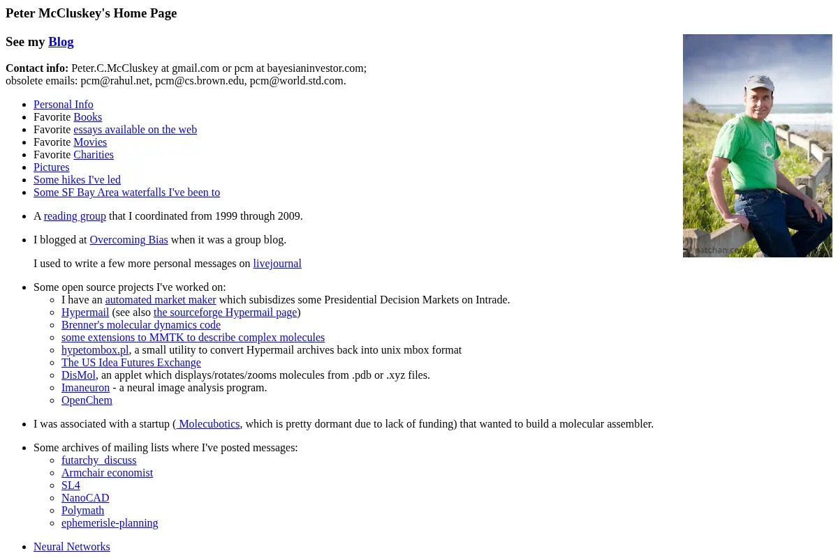Peter McCluskey's Home Page