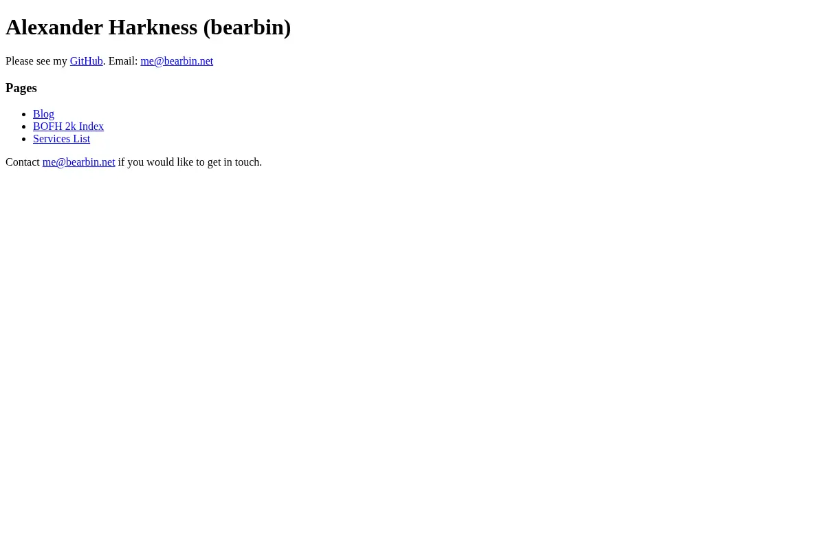 Alexander Harkness' Homepage