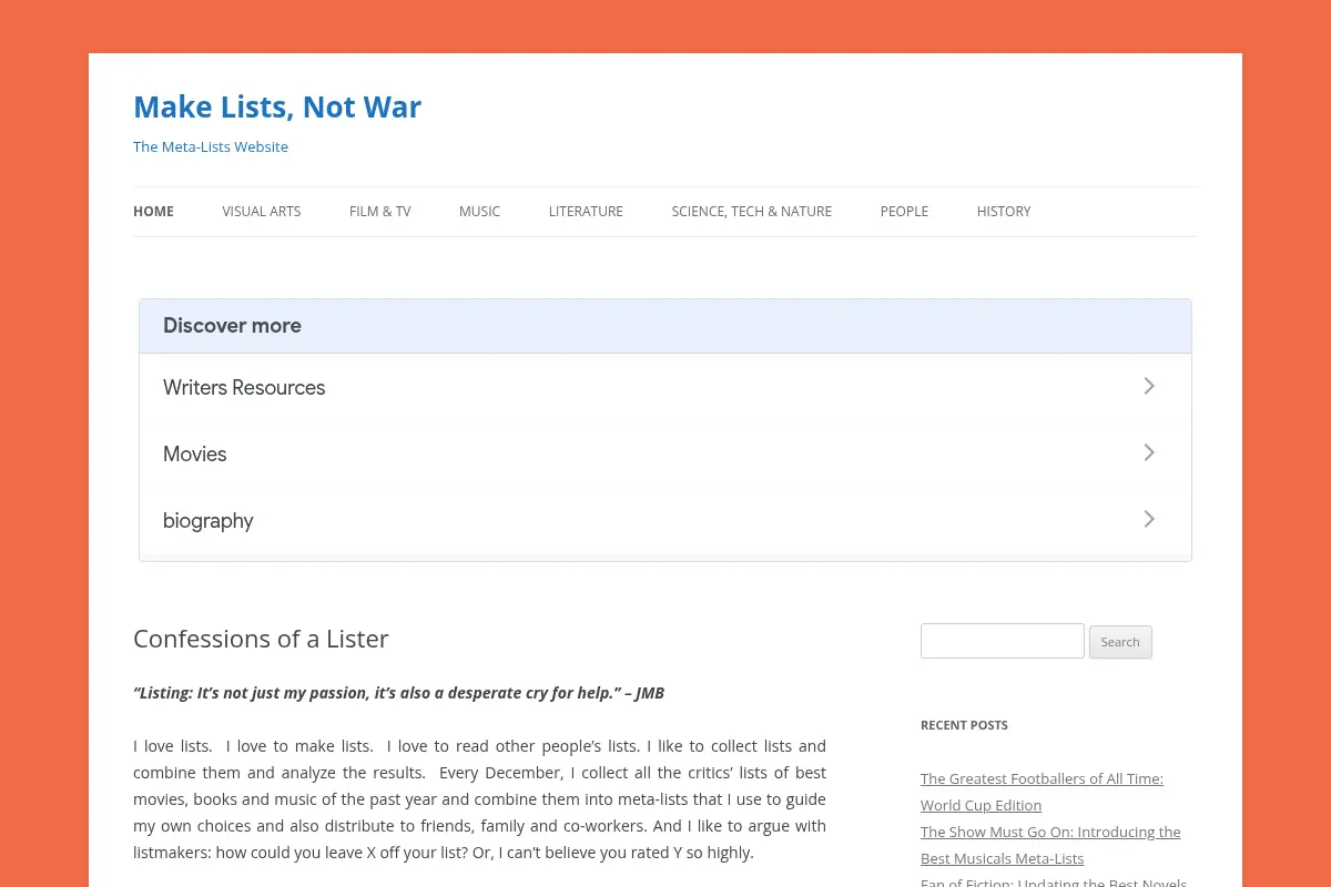 Make Lists, Not War