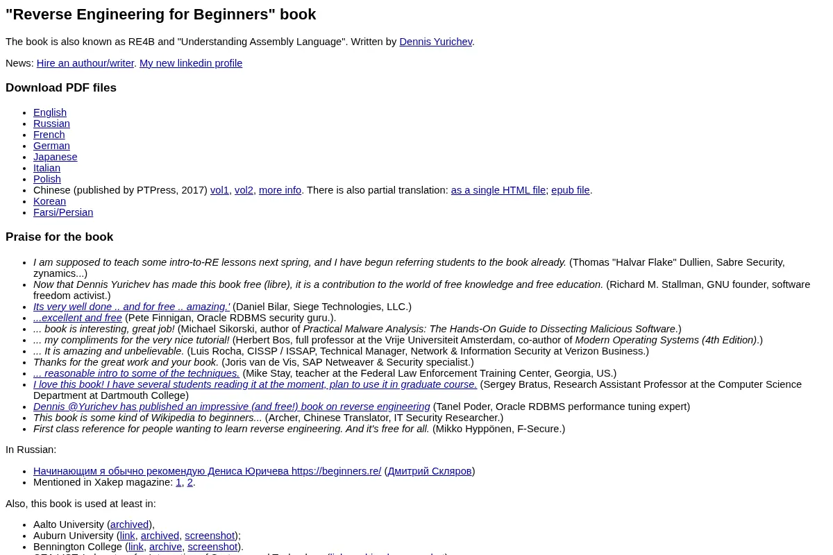 Reverse Engineering for Beginners