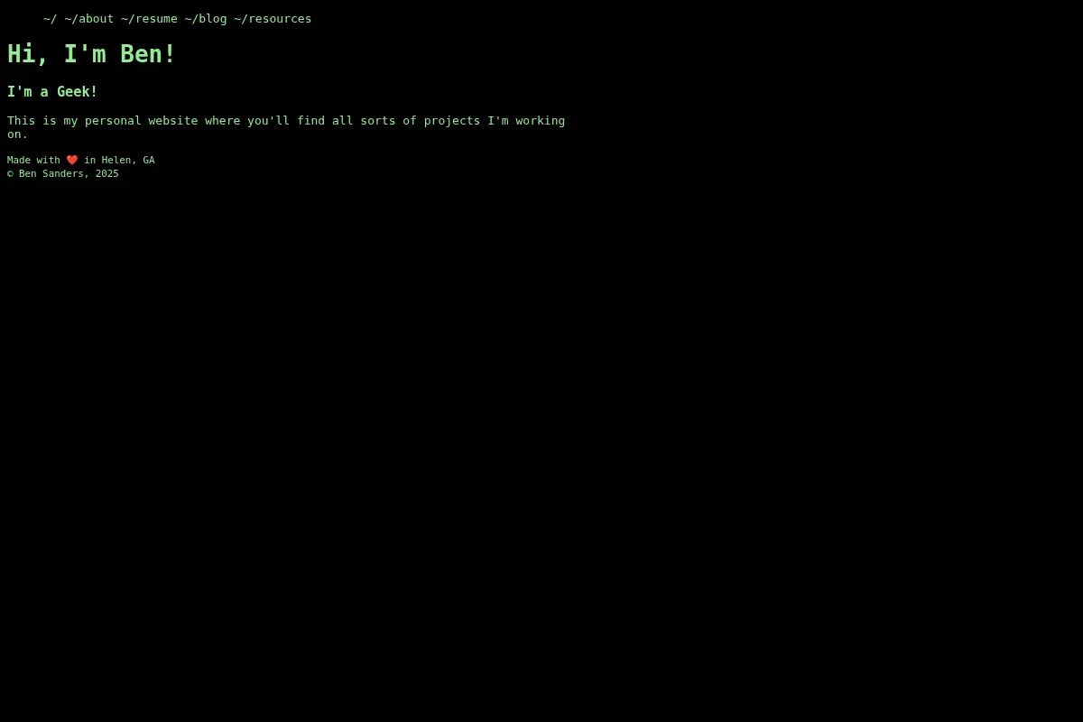 Ben Sanders – Network Administrator, Linux Enthusiast, Web Developer, and Technologist