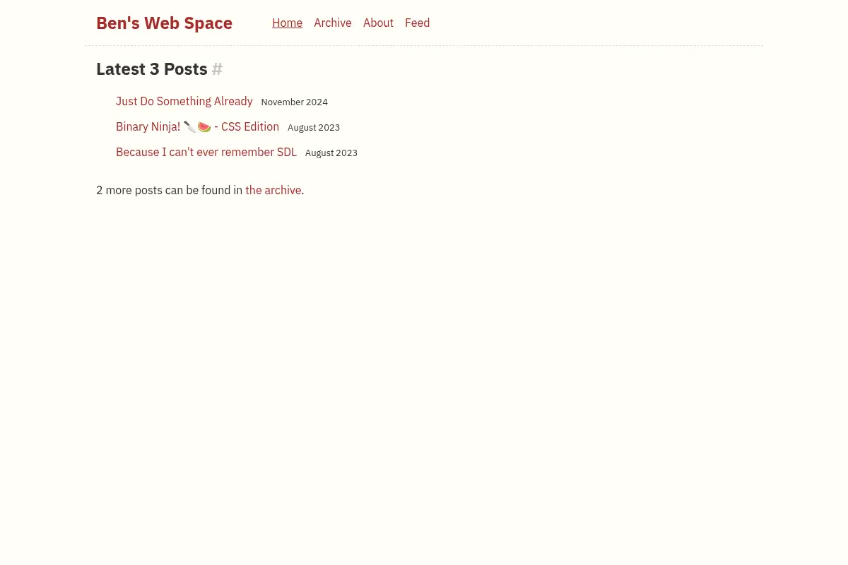 Ben's Web Space