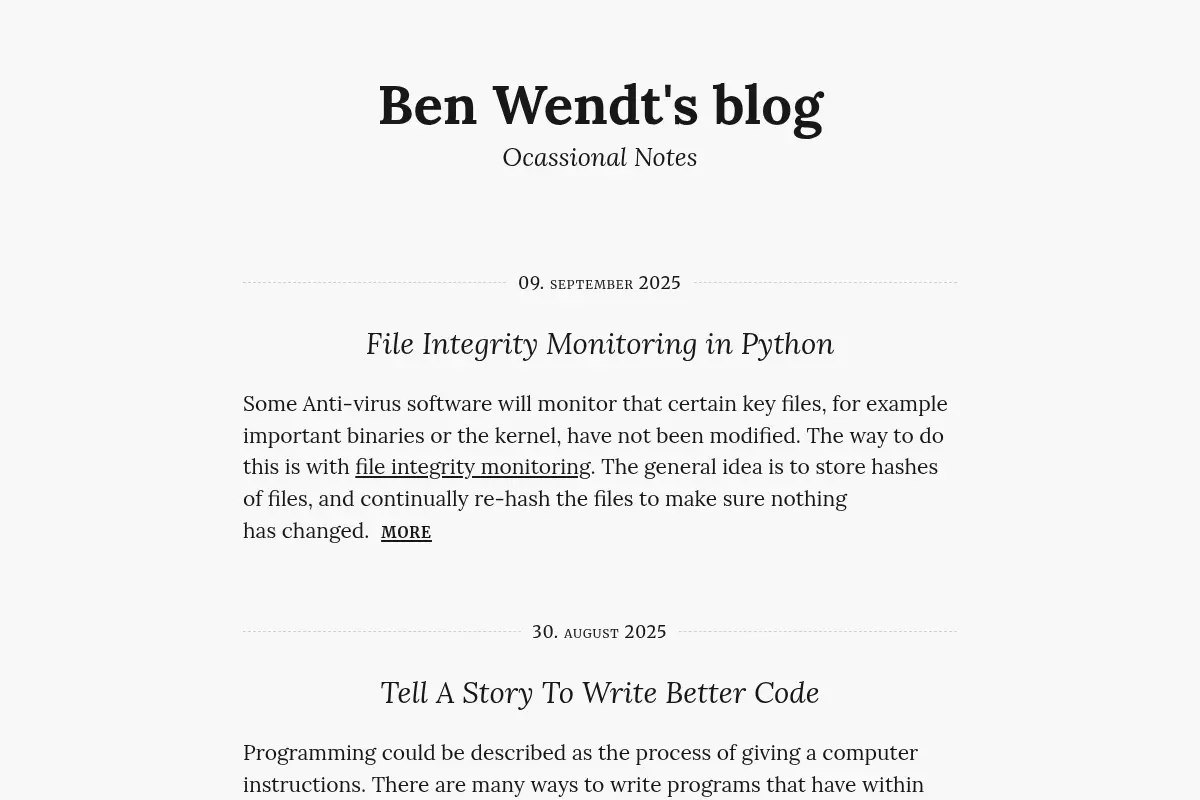 Ben Wendt's blog
