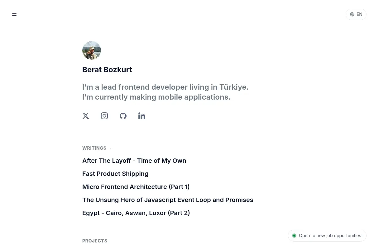 Berat Bozkurt | Frontend Developer, Indie Hacker