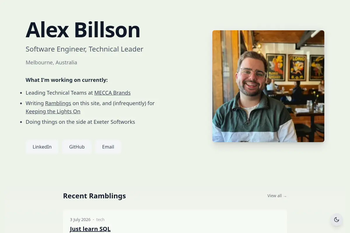 Alex Billson - Technical Team Lead & Full Stack Developer