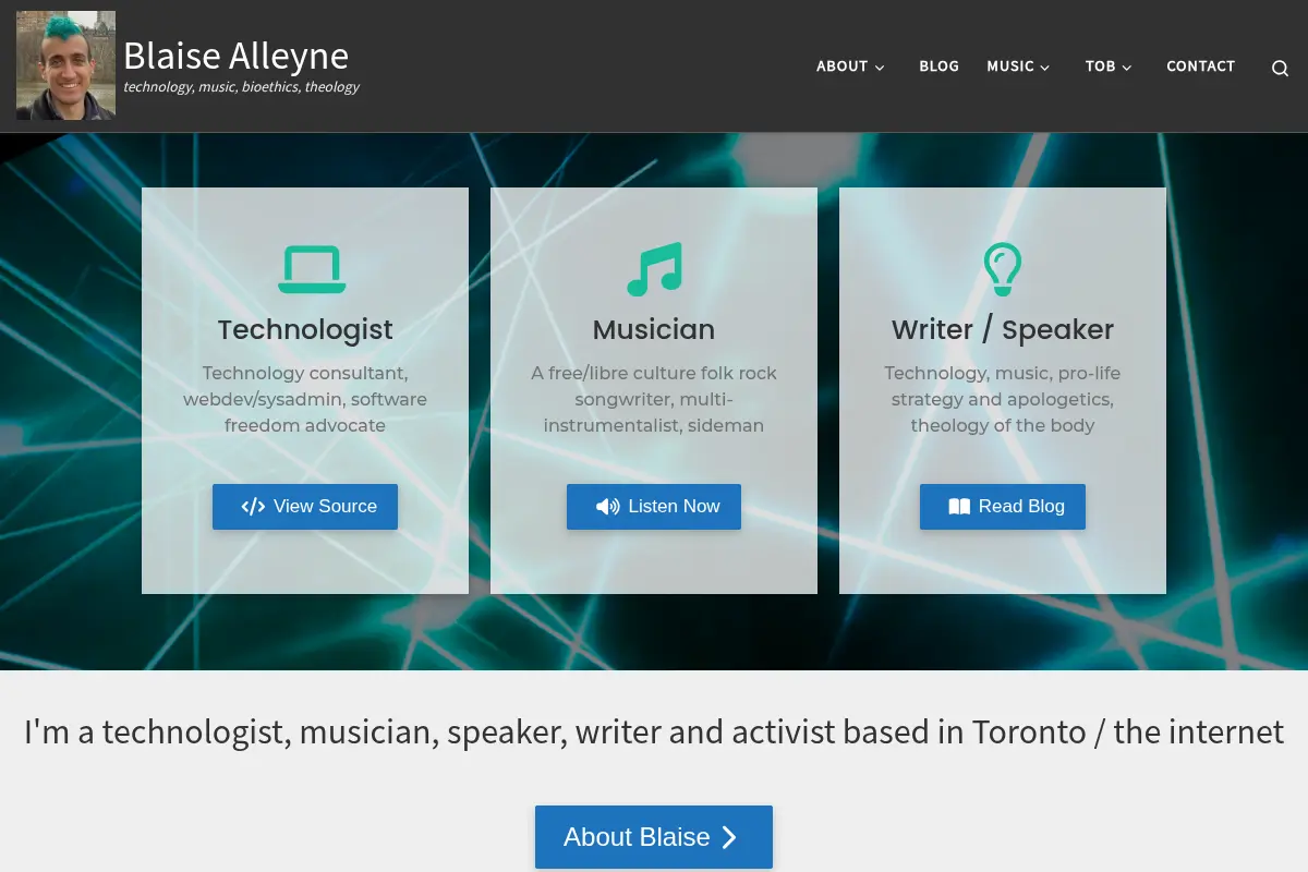 Blaise Alleyne - technology, music, bioethics, theology