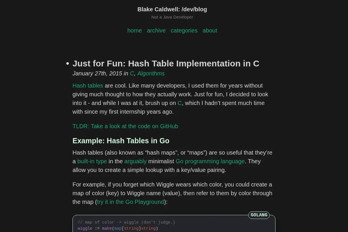 Blake Caldwell: /dev/blog · Not a Java Developer