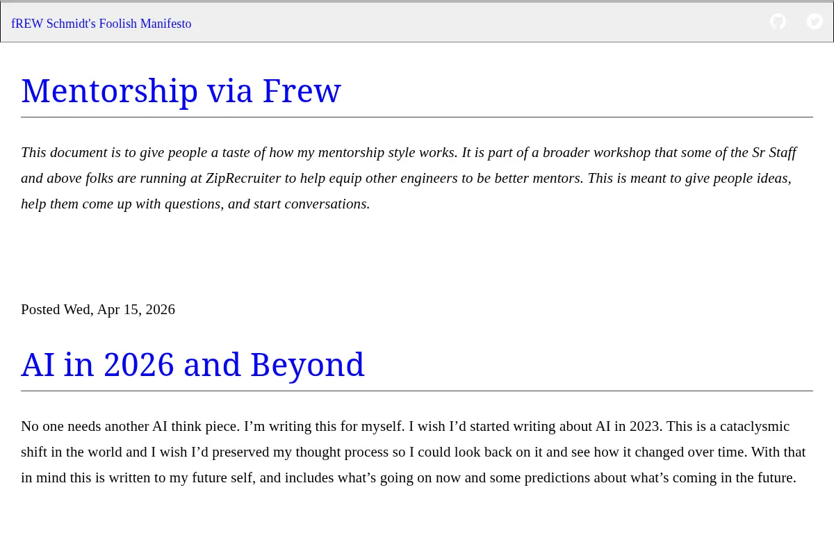 fREW Schmidt's Foolish Manifesto