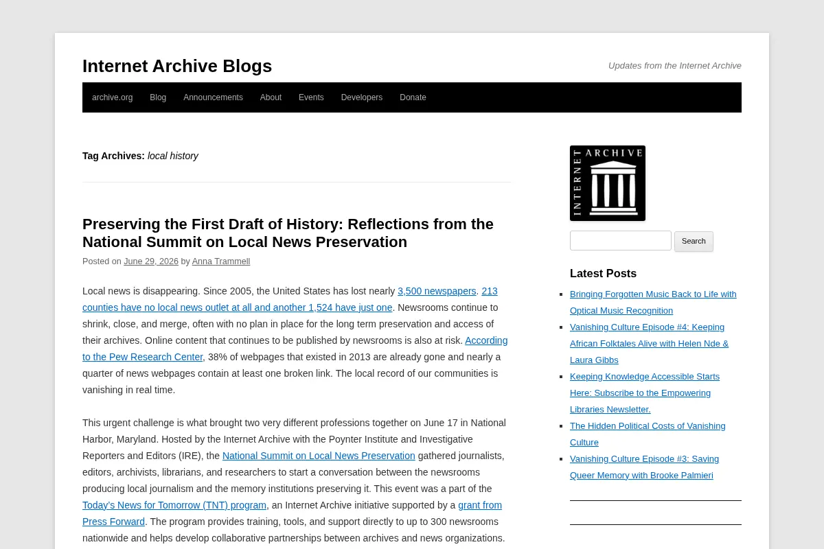 Local History | Internet Archive Blogs