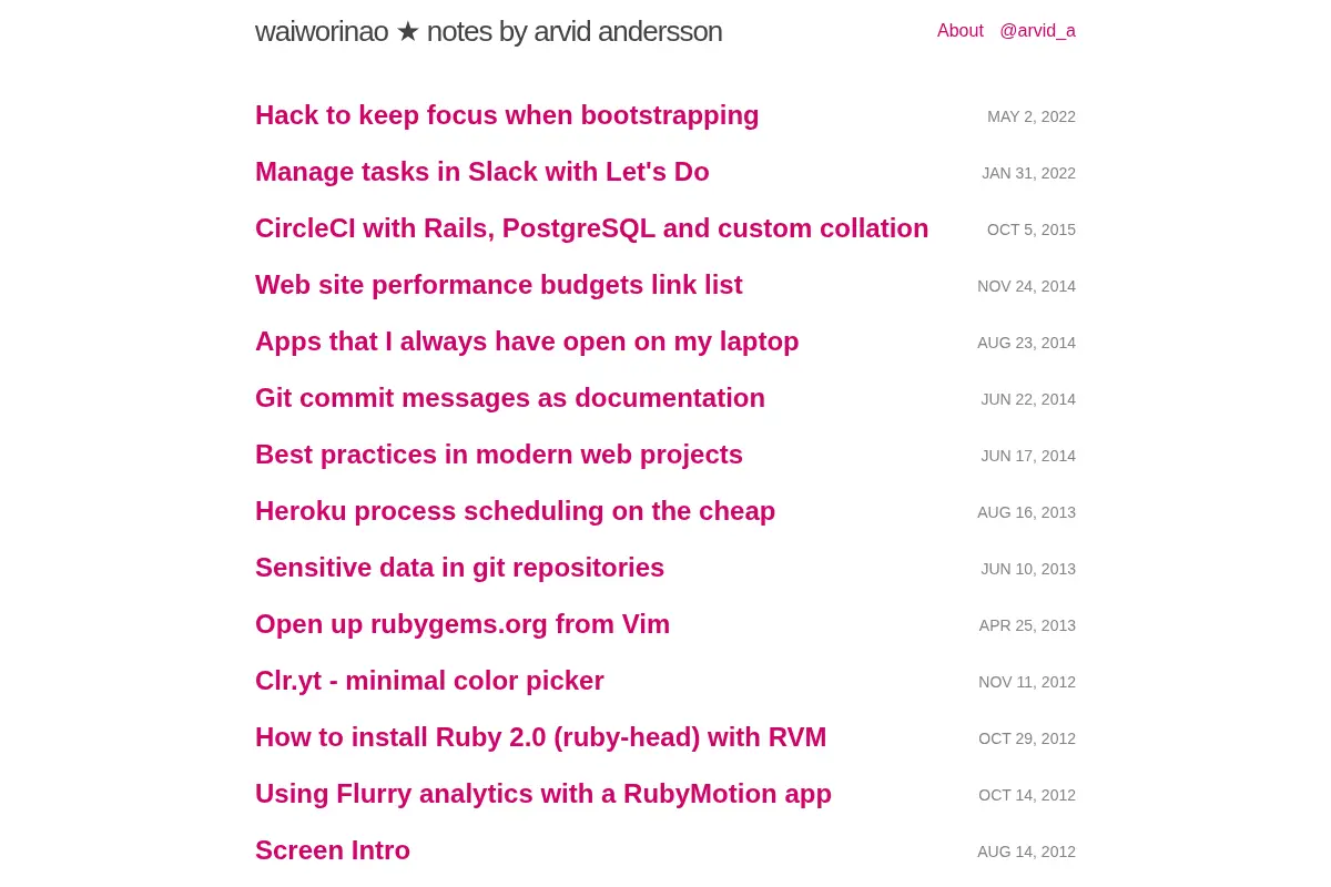 waiworinao ★ notes by arvid andersson
