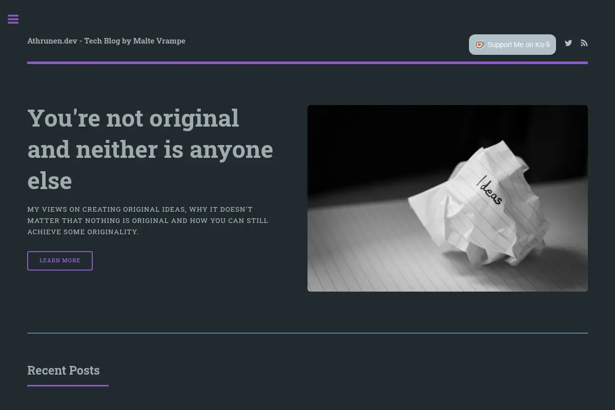 Athrunen.dev - Tech Blog by Malte Vrampe