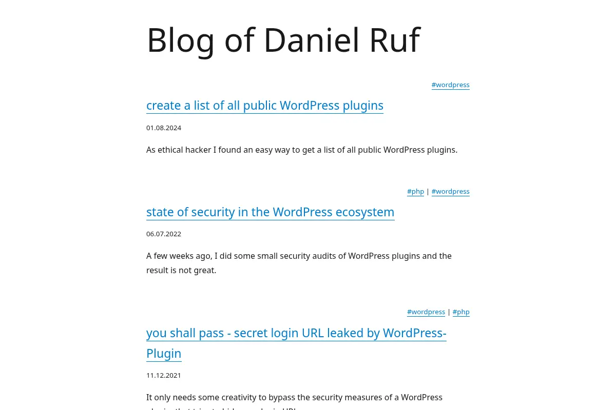 Blog of Daniel Ruf