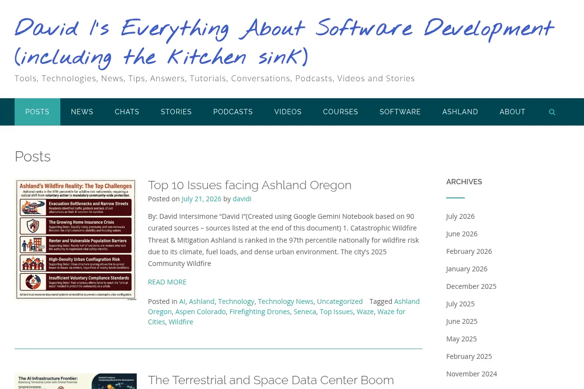 David I's Everything About Software Development (including the kitchen sink)