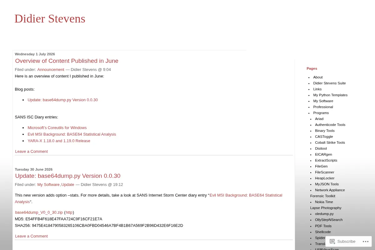 Didier Stevens' Blog