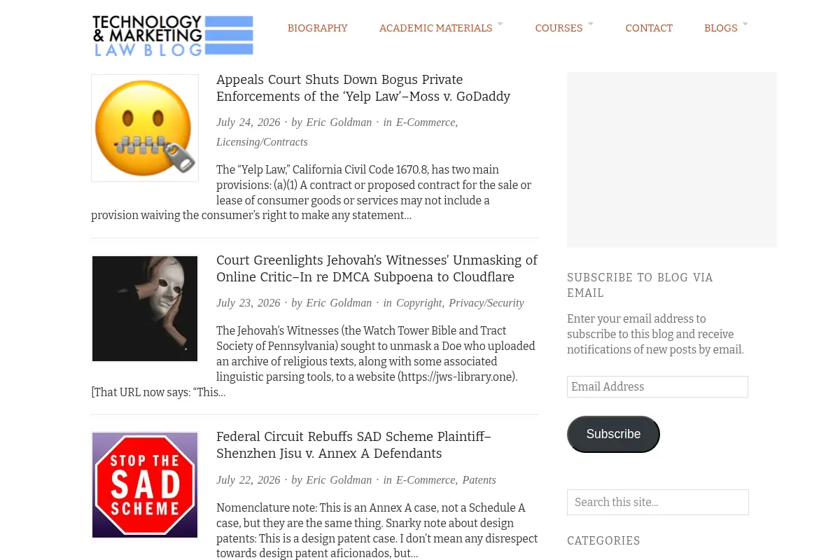 Technology & Marketing Law Blog