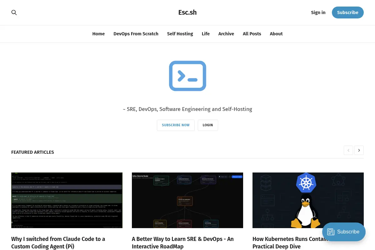 Esc.sh - SRE, DevOps, Software Engineering & Self-Hosting