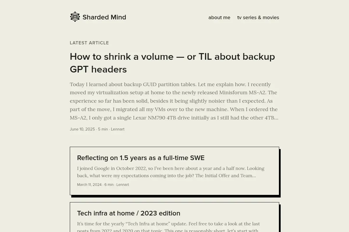 Sharded Mind — Lennart Espe's personal blog.