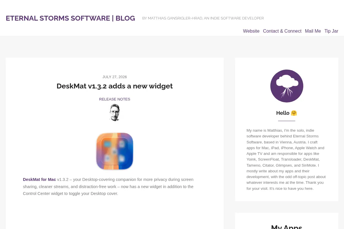 Eternal Storms Software | Blog – by Matthias Gansrigler-Hrad, an indie software developer