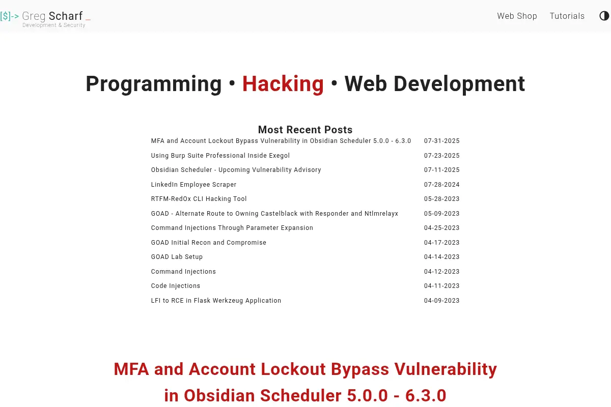 Greg Scharf — Development & Security
