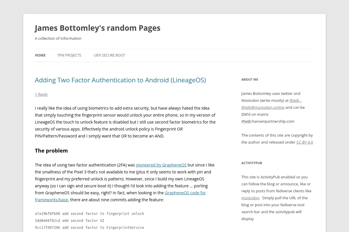 James Bottomley's random Pages