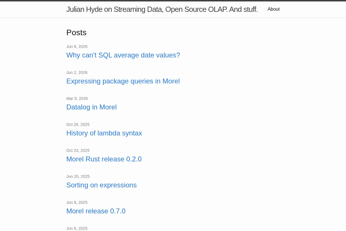 Julian Hyde on Streaming Data, Open Source OLAP. And stuff.