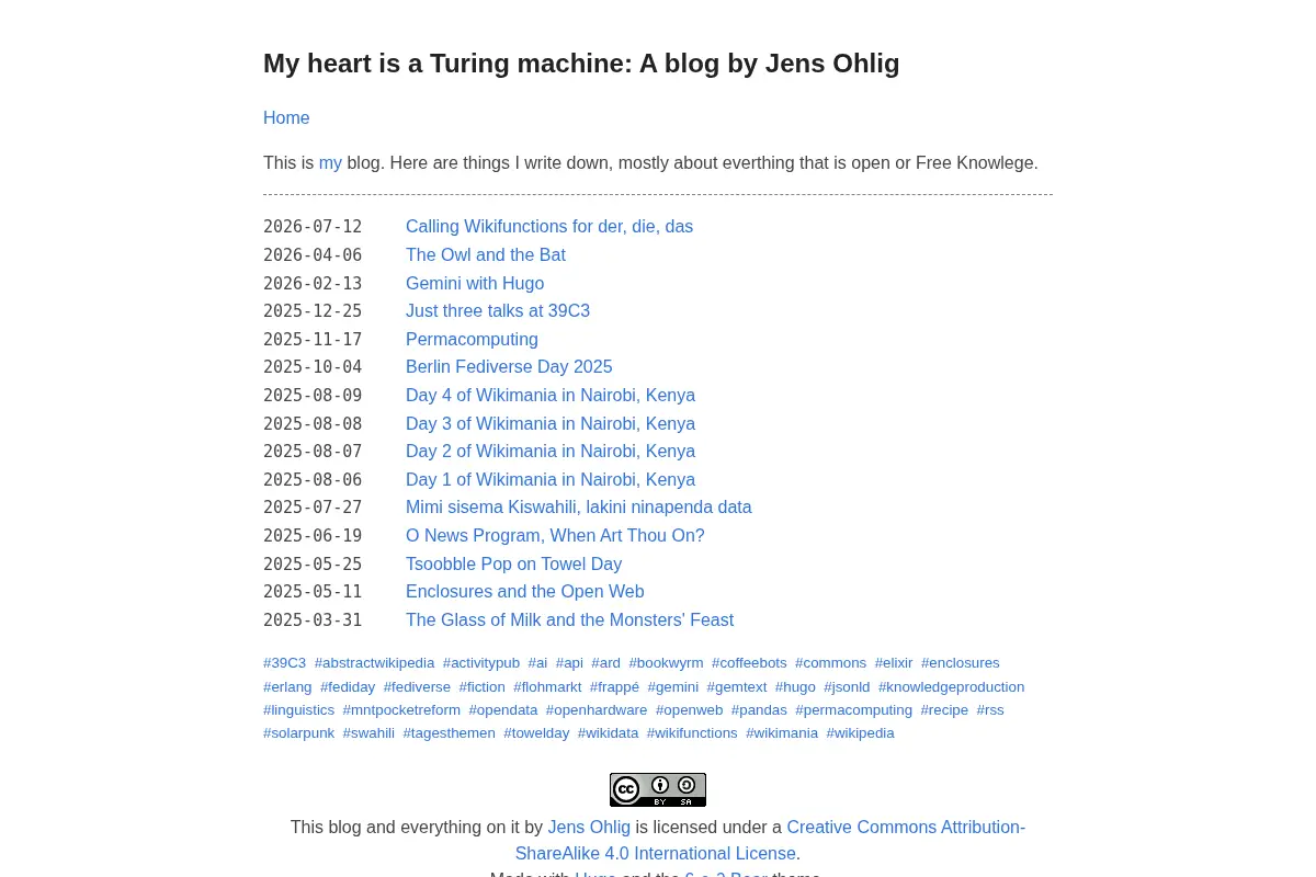 My heart is a Turing machine: A blog by Jens Ohlig