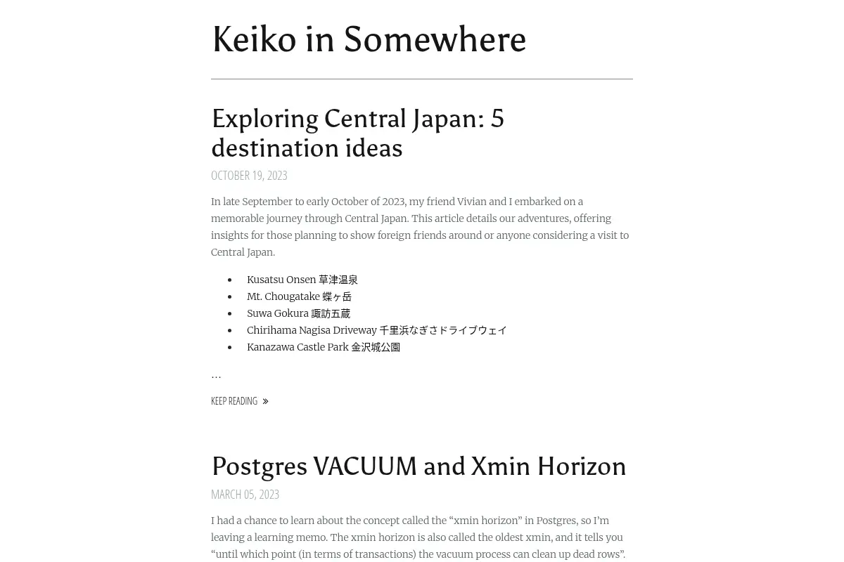 Posts · Keiko in Somewhere