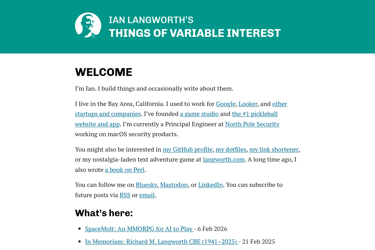 Ian Langworth's Things of Variable Interest