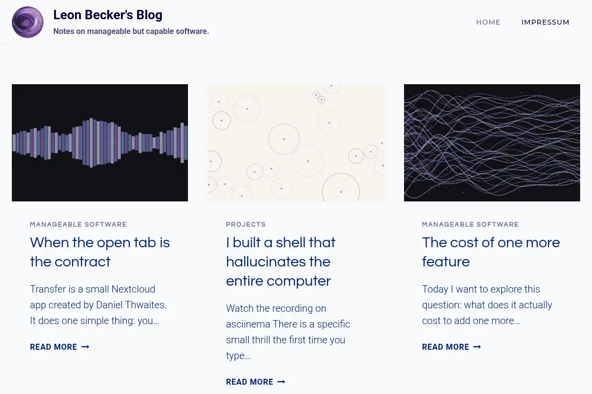 Leon Becker's Blog - Notes on manageable but capable software.