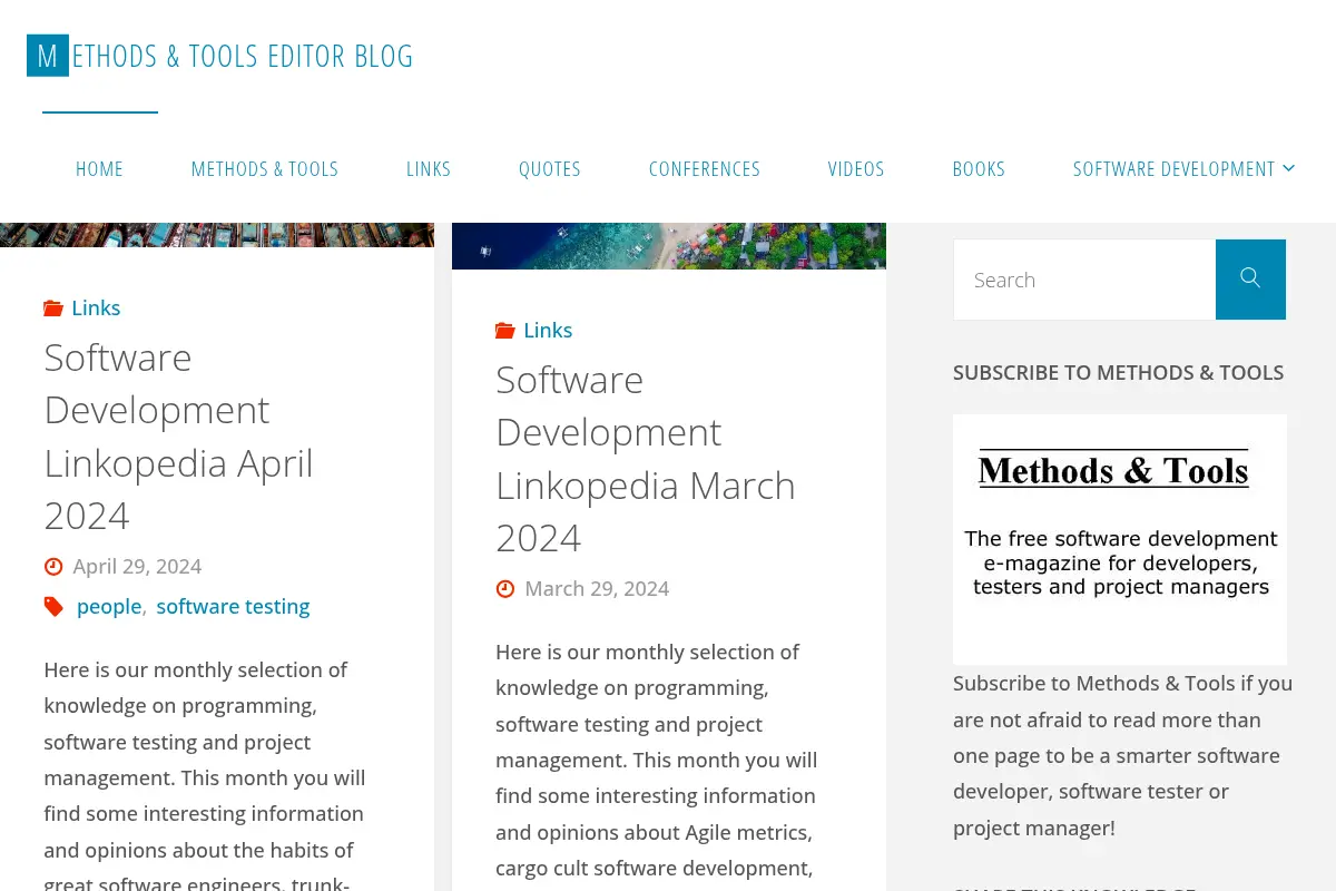 Methods & Tools Editor Blog About Software Development